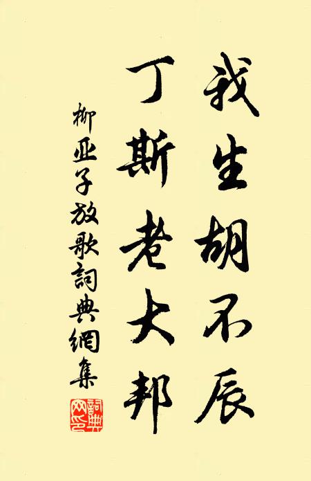 柳亚子我生胡不辰，丁斯老大邦书法作品欣赏