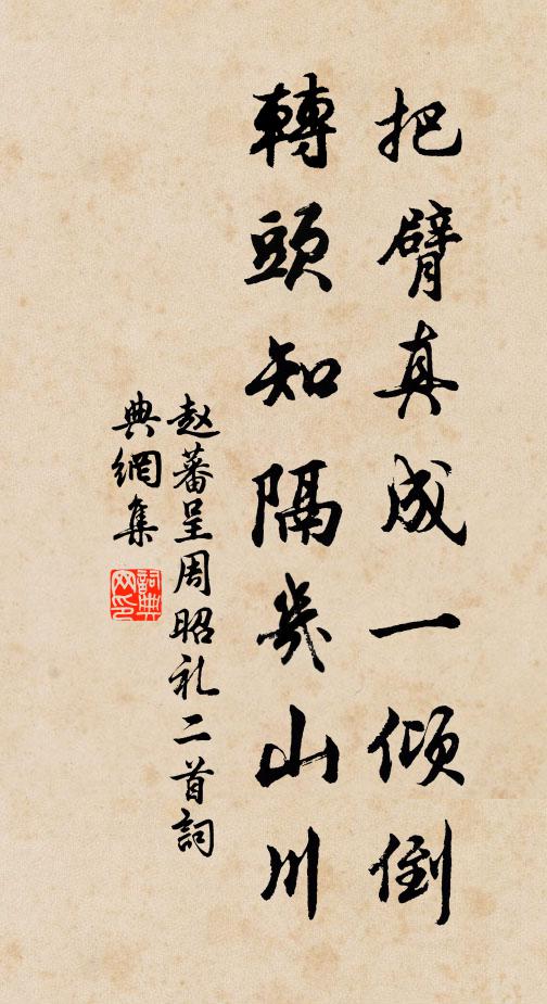赵蕃把臂真成一倾倒，转头知隔几山川书法作品欣赏
