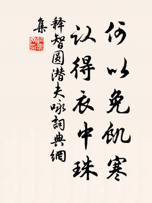 释智圆何以免饥寒，认得衣中珠书法作品欣赏