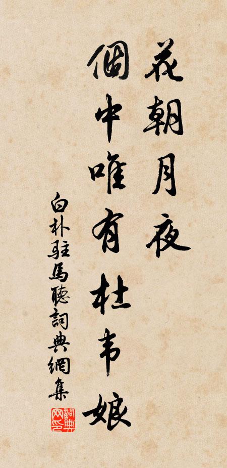白朴花朝月夜，个中唯有杜韦娘书法作品欣赏