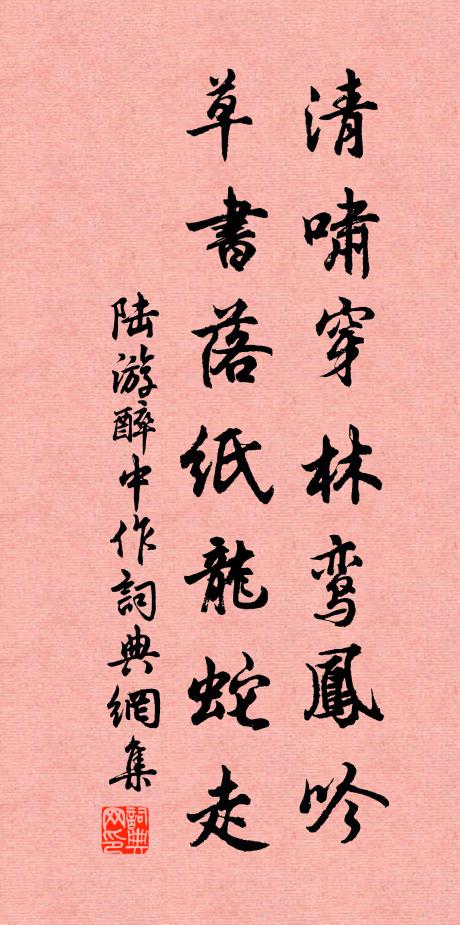 陆游清啸穿林鸾凤吟，草书落纸龙蛇走书法作品欣赏