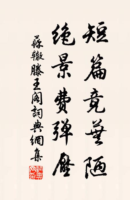 苏辙短篇竟芜陋，绝景费弹压书法作品欣赏