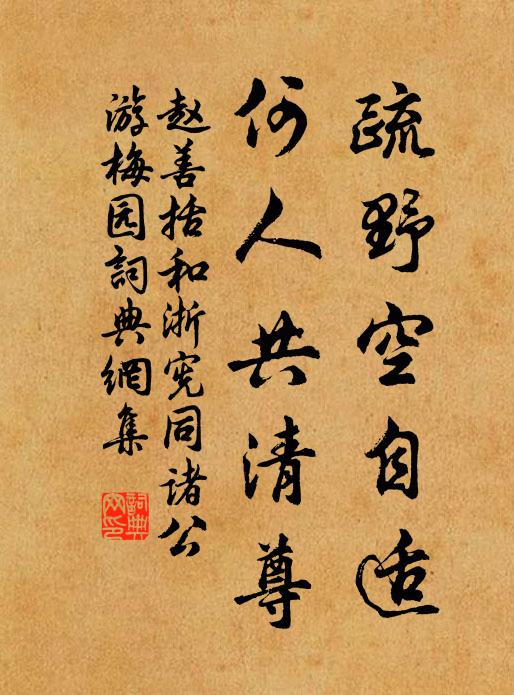 赵善括疏野空自适，何人共清尊书法作品欣赏