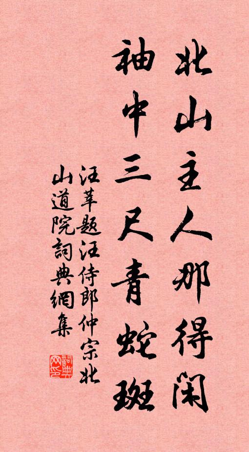汪莘北山主人那得闲，袖中三尺青蛇斑书法作品欣赏