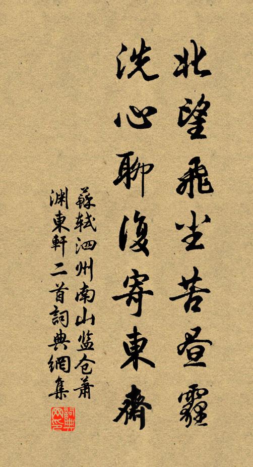 苏轼北望飞尘苦昼霾，洗心聊复寄东斋书法作品欣赏