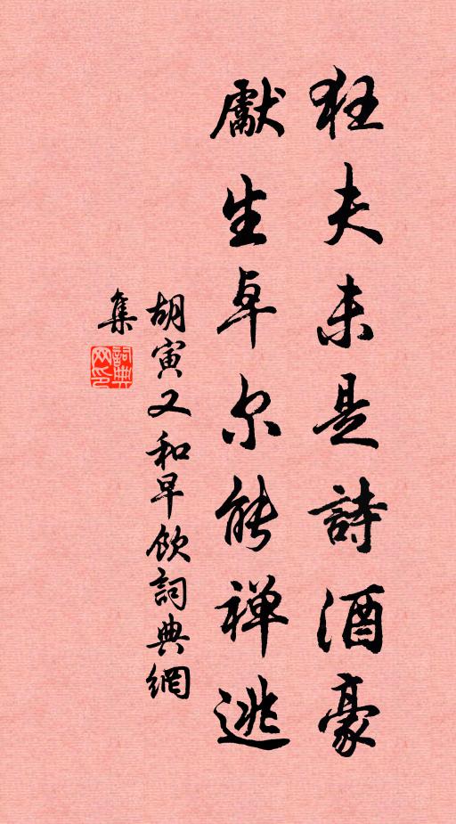 胡寅狂夫未是诗酒豪，先生卓尔能禅逃书法作品欣赏
