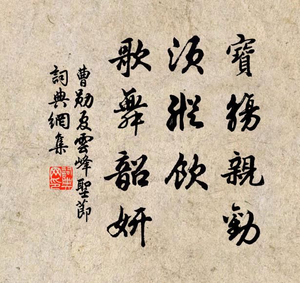 曹勋宝觞亲劝，须纵饮、歌舞韶妍书法作品欣赏