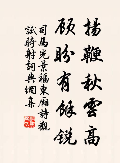 司马光扬鞭秋云高，顾盼有余锐书法作品欣赏