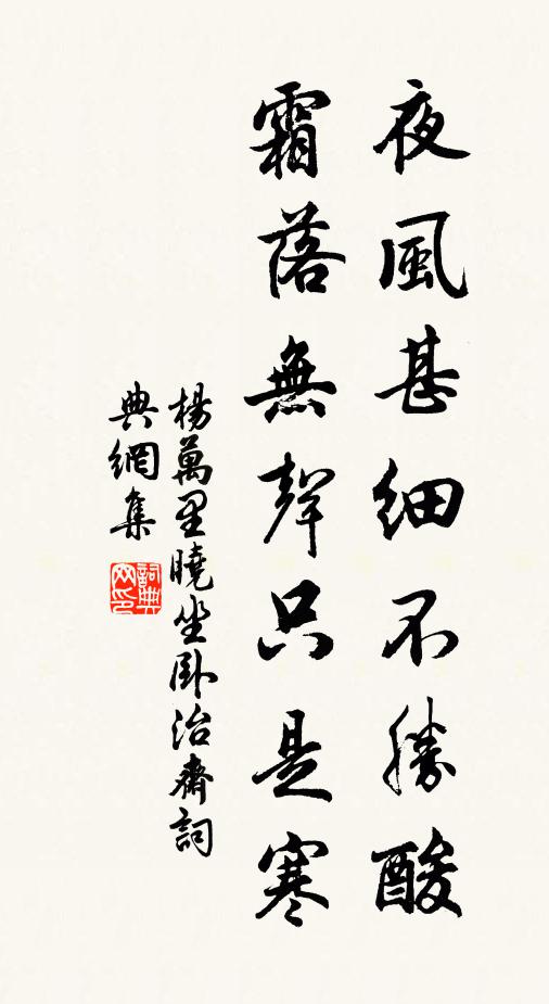 杨万里夜风甚细不胜酸，霜落无声只是寒书法作品欣赏