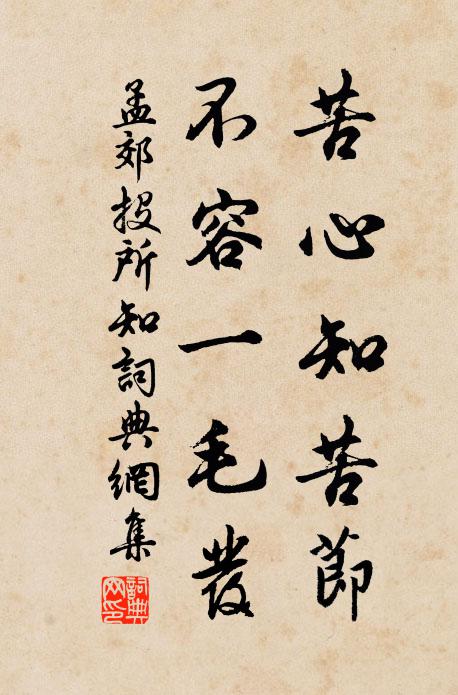 孟郊苦心知苦节，不容一毛发书法作品欣赏