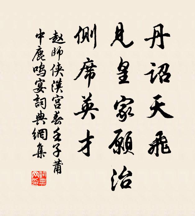 赵师侠丹诏天飞，见皇家愿治，侧席英才书法作品欣赏