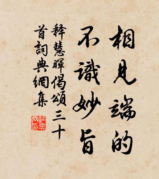 释慧晖相见端的，不识妙旨书法作品欣赏