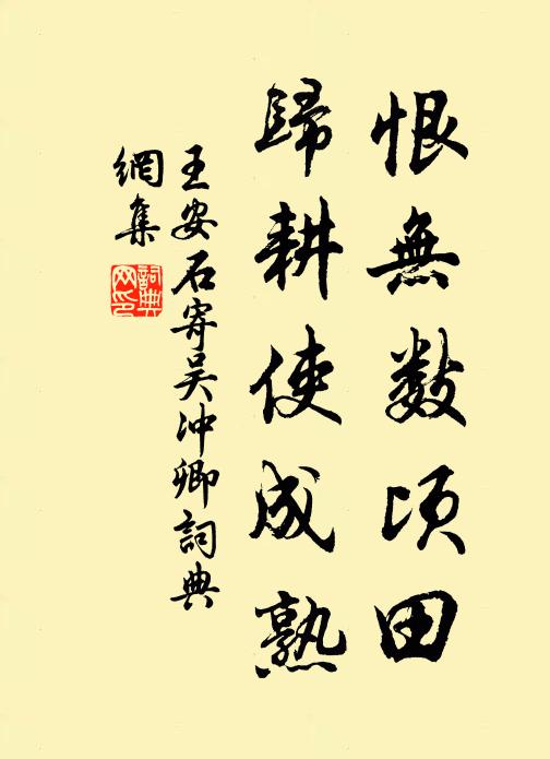 王安石恨无数顷田，归耕使成熟书法作品欣赏