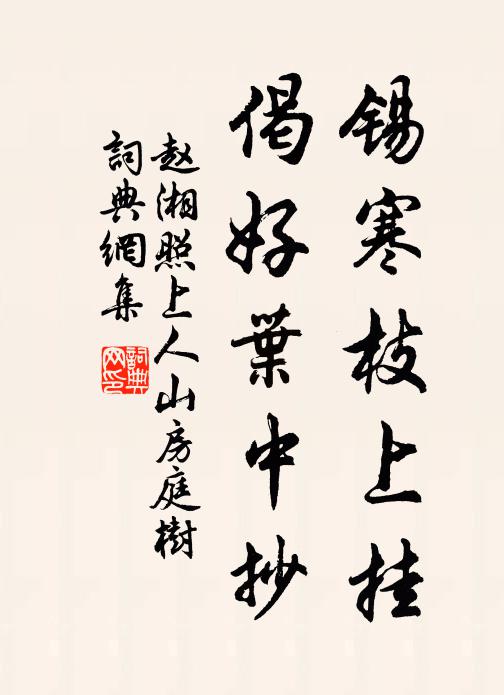 赵湘锡寒枝上挂，偈好叶中抄书法作品欣赏