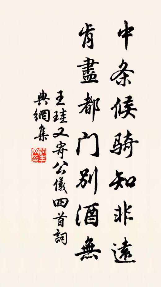 王珪中条候骑知非远，肯尽都门别酒无书法作品欣赏