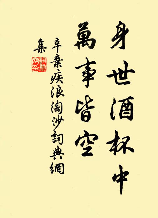 辛弃疾身世酒杯中，万事皆空书法作品欣赏