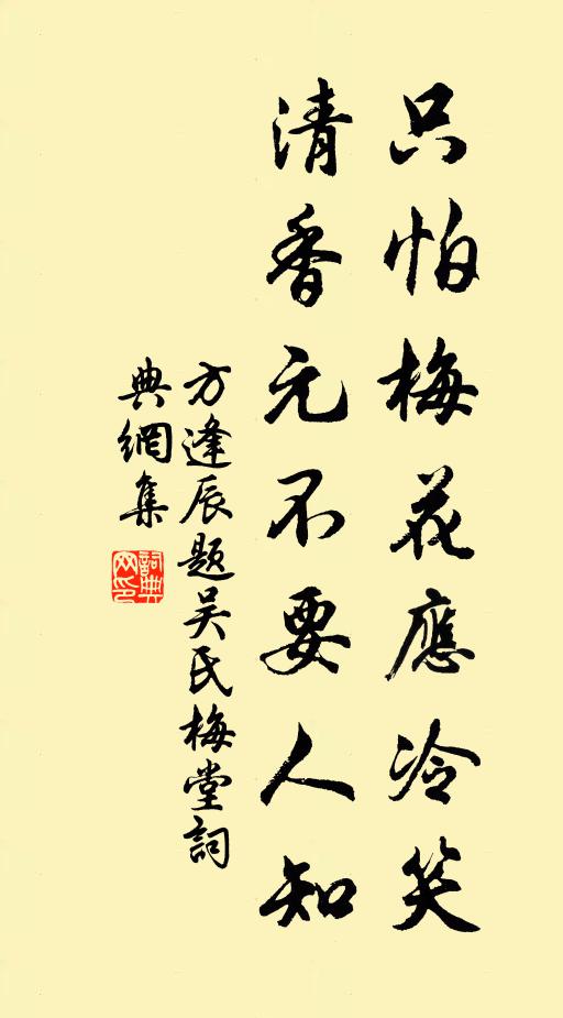 方逢辰只怕梅花应冷笑，清香元不要人知书法作品欣赏