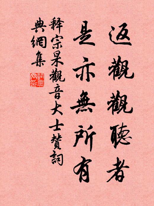 释宗杲返观观听者，是亦无所有书法作品欣赏