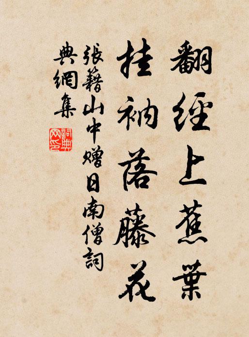 张籍翻经上蕉叶，挂衲落藤花书法作品欣赏