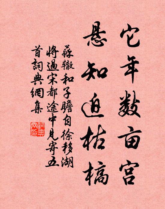 苏辙它年数亩宫，悬知迫枯槁书法作品欣赏