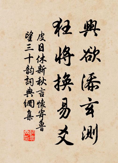 皮日休兴欲添玄测，狂将换易爻书法作品欣赏