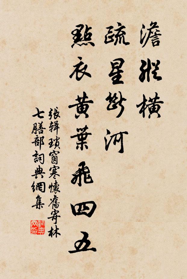 张辑澹纵横、疏星断河，点衣黄叶飞四五书法作品欣赏