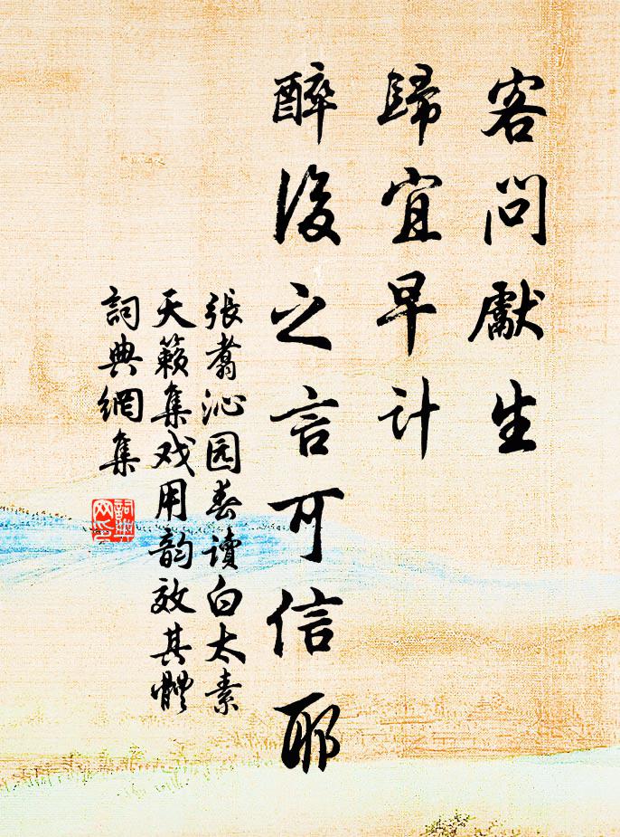 张翥客问先生，归宜早计，醉后之言可信耶书法作品欣赏