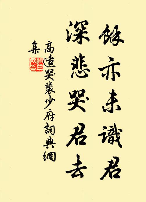 高适余亦未识君，深悲哭君去书法作品欣赏