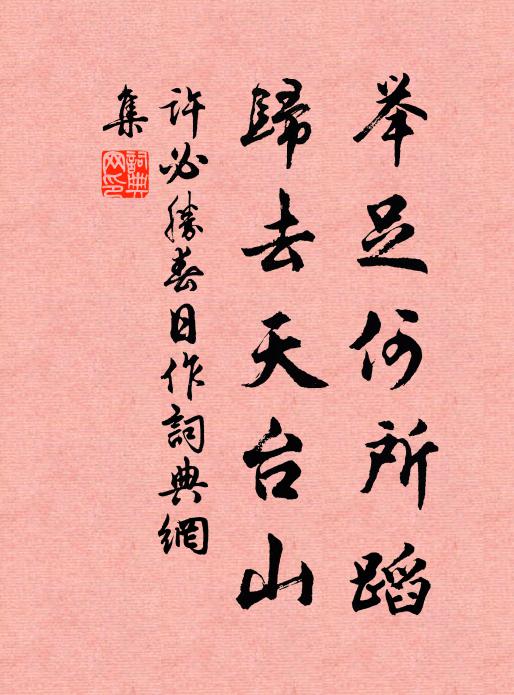 许必胜举足何所蹈，归去天台山书法作品欣赏