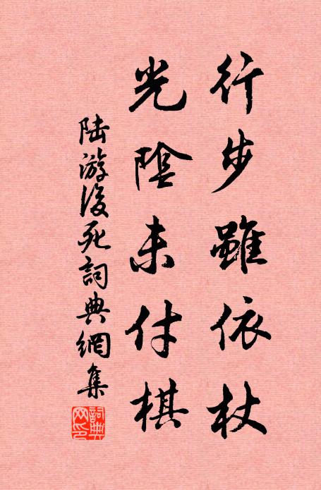 陆游行步虽依杖，光阴未付棋书法作品欣赏