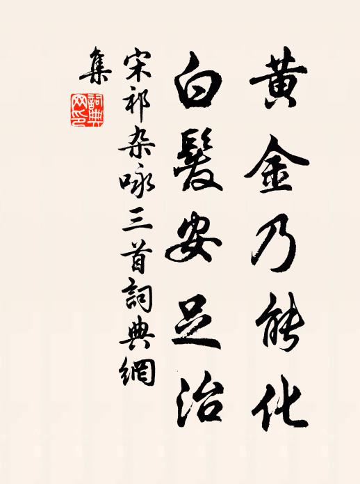 宋祁黄金乃能化，白发安足治书法作品欣赏