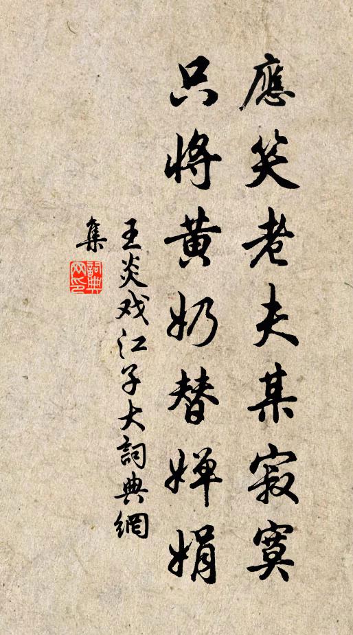 王炎应笑老夫某寂寞，只将黄奶替婵娟书法作品欣赏