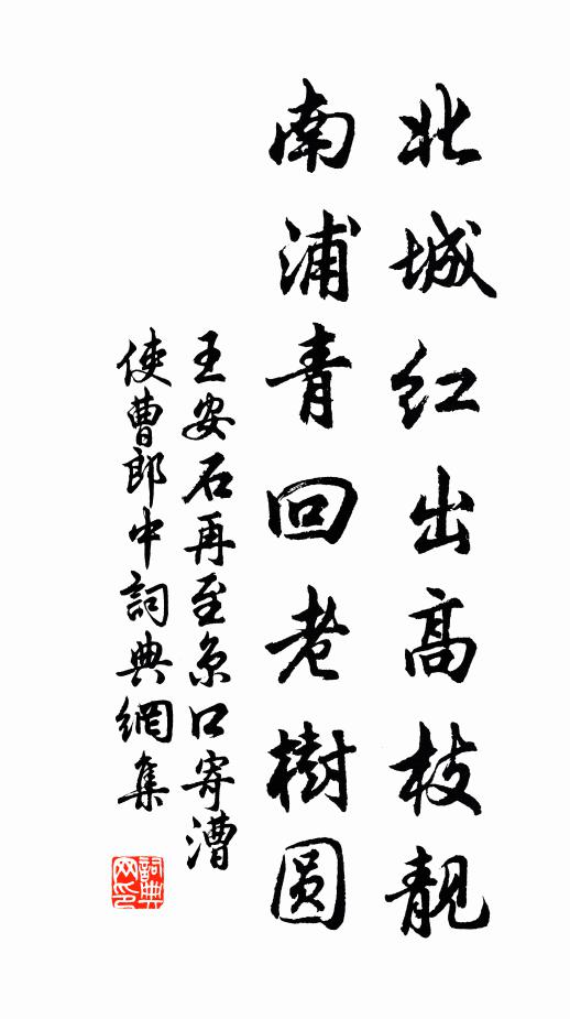 王安石北城红出高枝靓，南浦青回老树圆书法作品欣赏