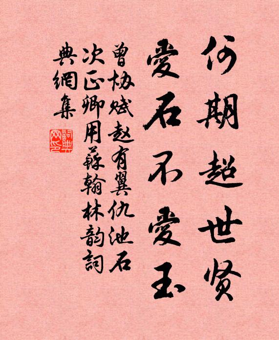曾协何期超世贤，爱石不爱玉书法作品欣赏