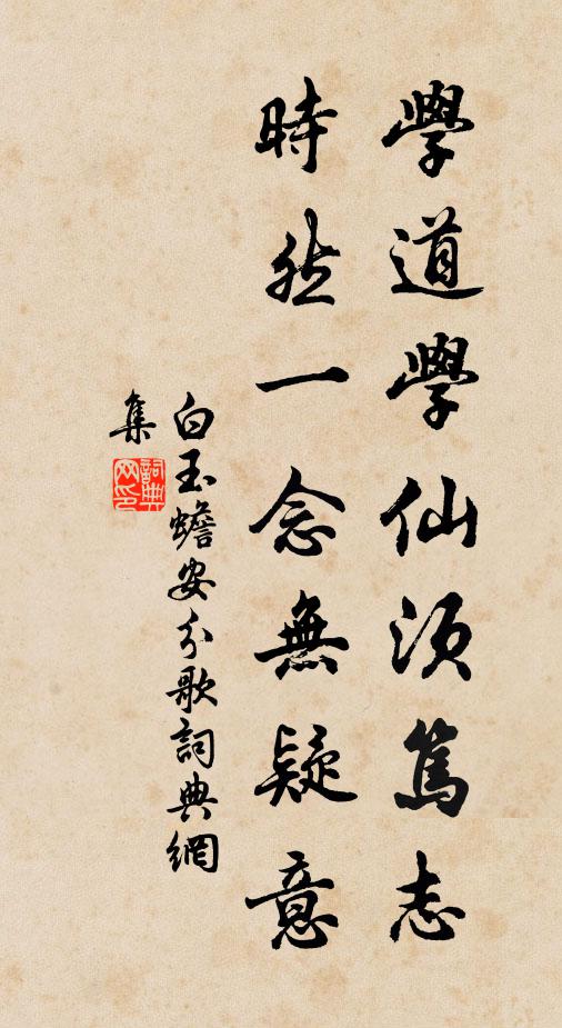 白玉蟾学道学仙须笃志，时然一念无疑意书法作品欣赏