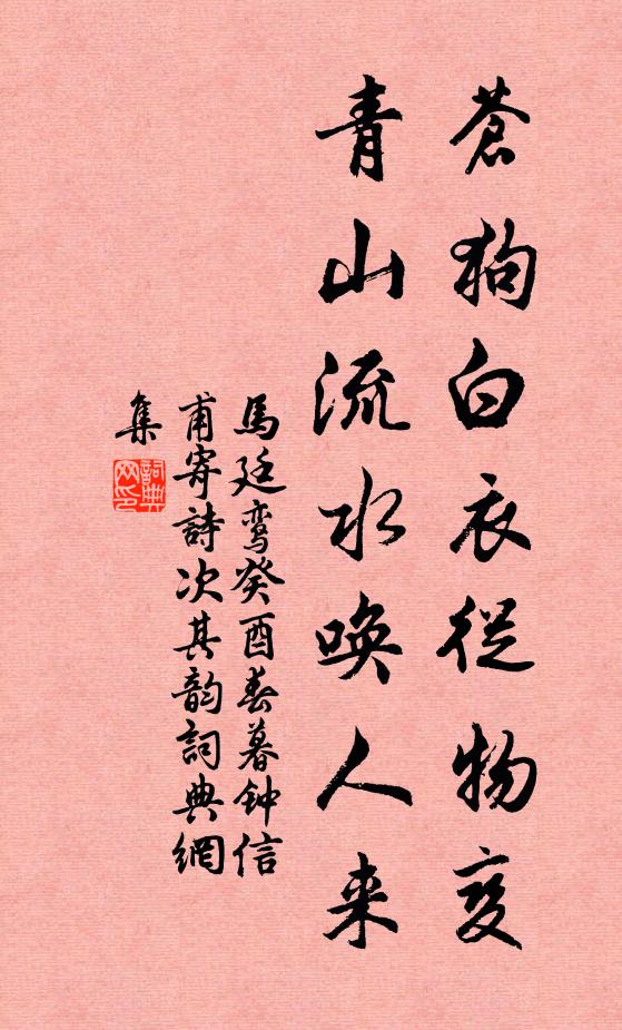 马廷鸾苍狗白衣从物变，青山流水唤人来书法作品欣赏