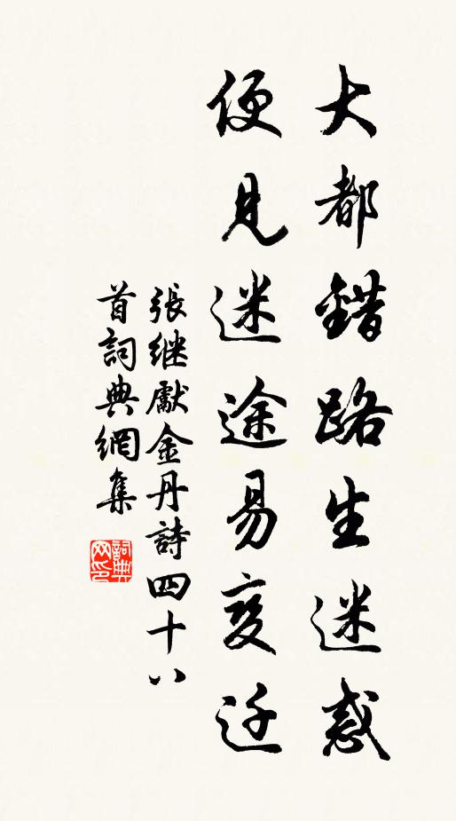张继先大都错路生迷惑，便见迷途易变迁书法作品欣赏