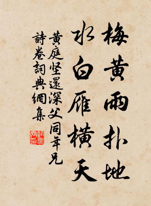 黄庭坚梅黄雨扑地，水白雁横天书法作品欣赏
