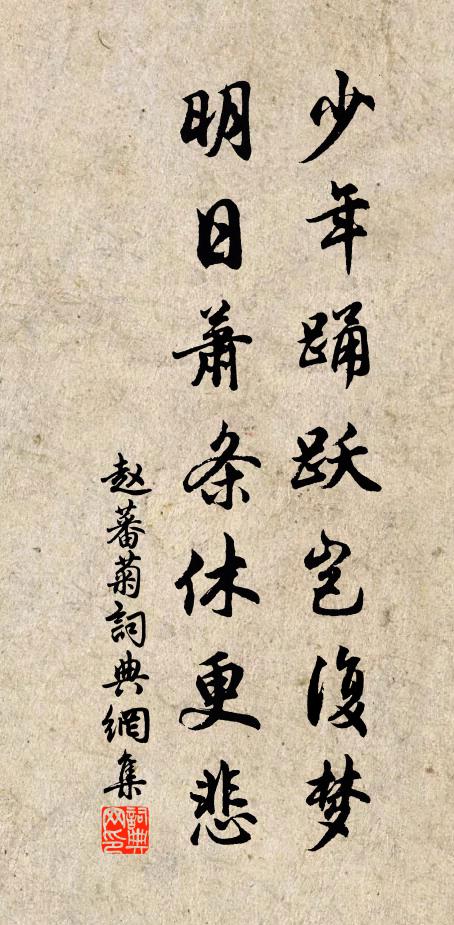 赵蕃少年踊跃岂复梦，明日萧条休更悲书法作品欣赏