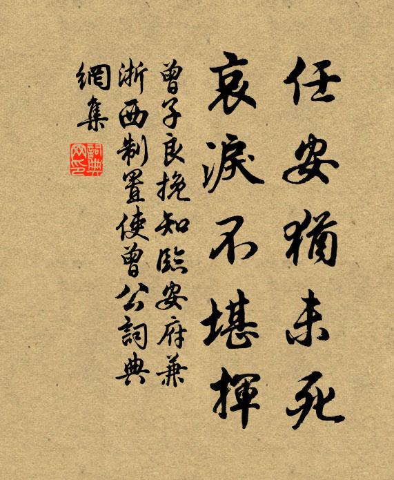 曾子良任安犹未死，哀泪不堪挥书法作品欣赏