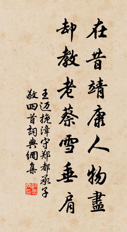王迈在昔靖康人物尽，却教老蔡雪垂肩书法作品欣赏
