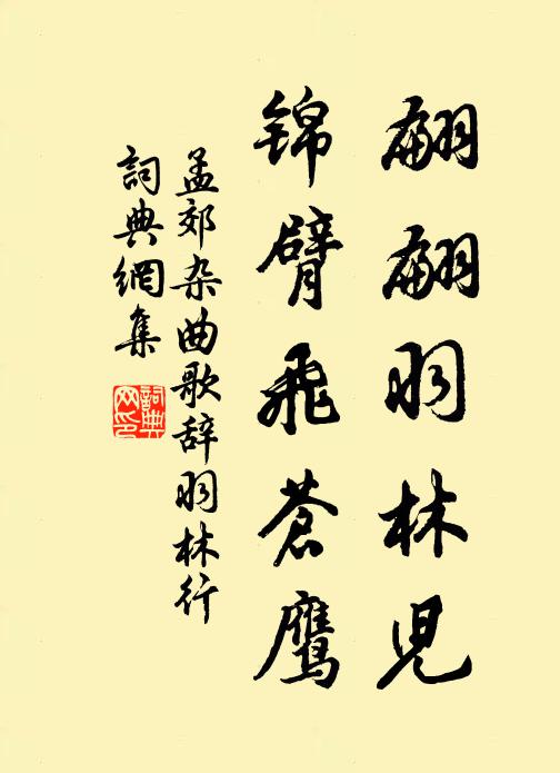 孟郊翩翩羽林儿，锦臂飞苍鹰书法作品欣赏