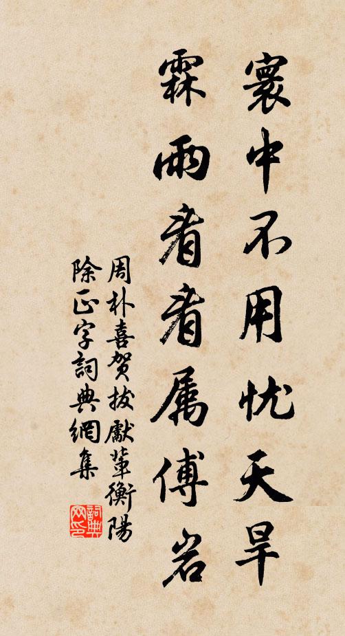 周朴寰中不用忧天旱，霖雨看看属傅岩书法作品欣赏