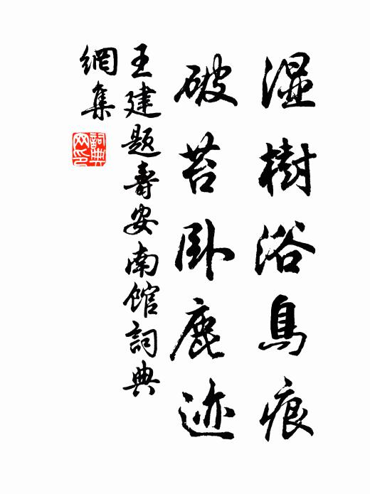 王建湿树浴鸟痕，破苔卧鹿迹书法作品欣赏