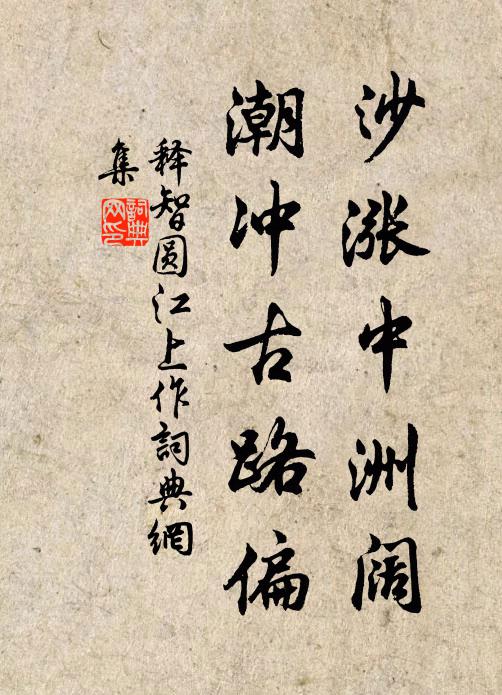 释智圆沙涨中洲阔，潮冲古路偏书法作品欣赏
