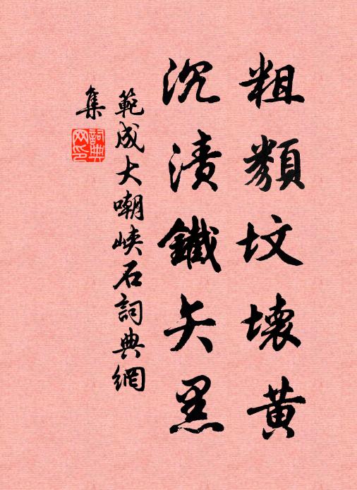 范成大粗类坟坏黄,沉渍铁矢黑书法作品欣赏