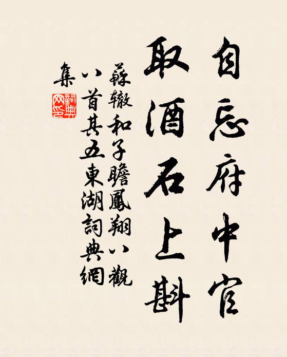 苏辙自忘府中官，取酒石上斟书法作品欣赏