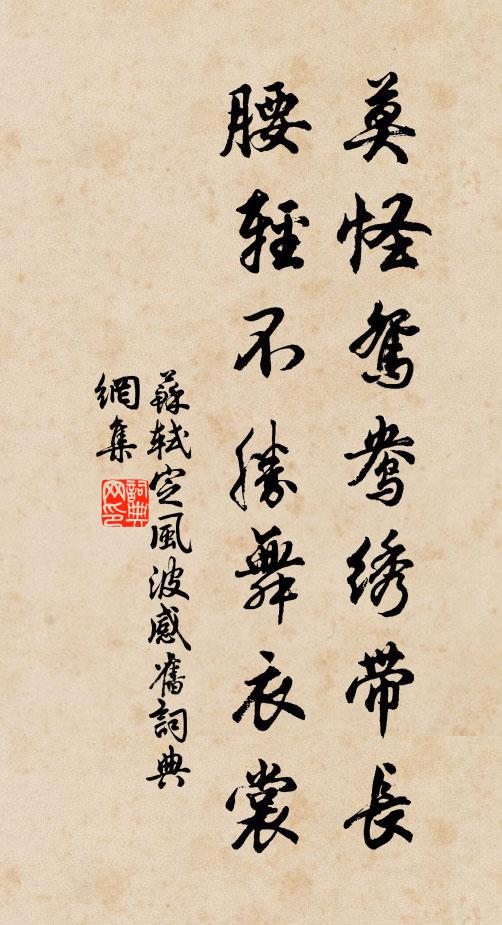 苏轼莫怪鸳鸯绣带长，腰轻不胜舞衣裳书法作品欣赏