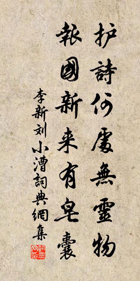 李新护诗何处无灵物，报国新来有皂囊书法作品欣赏