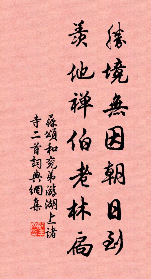 苏颂胜境无因朝日到，羡他禅伯老林扃书法作品欣赏
